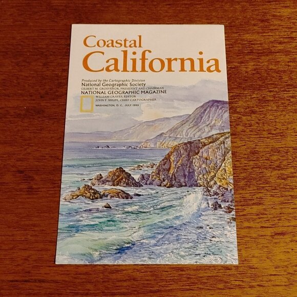 National Geographic MAP of COSTAL CALIFORNIA JULY 1993 - Picture 1 of 6